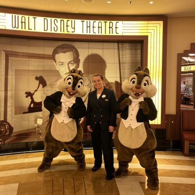 Smiling with two of my Disney Cruise Line colleagues! 
